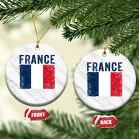 Vintage France Flag Distressed French Pride Patriotic Soccer Fan Graphic Ceramic Ornament