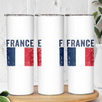 Vintage France Flag Distressed French Pride Patriotic Soccer Fan Graphic Skinny Tumbler