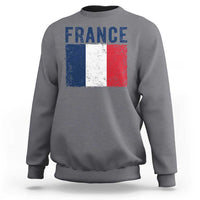 Vintage France Flag Distressed French Pride Patriotic Soccer Fan Graphic Sweatshirt