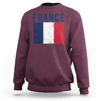 Vintage France Flag Distressed French Pride Patriotic Soccer Fan Graphic Sweatshirt