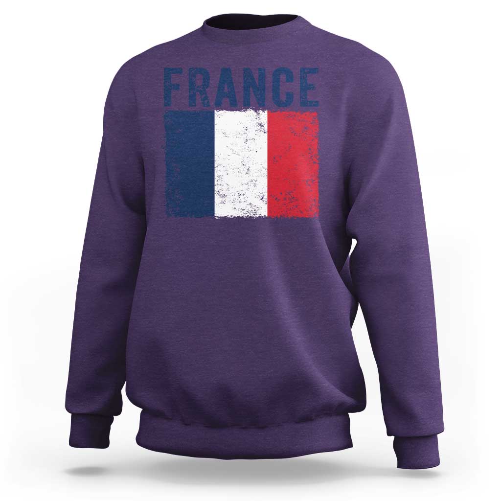 Vintage France Flag Distressed French Pride Patriotic Soccer Fan Graphic Sweatshirt
