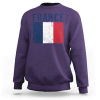 Vintage France Flag Distressed French Pride Patriotic Soccer Fan Graphic Sweatshirt