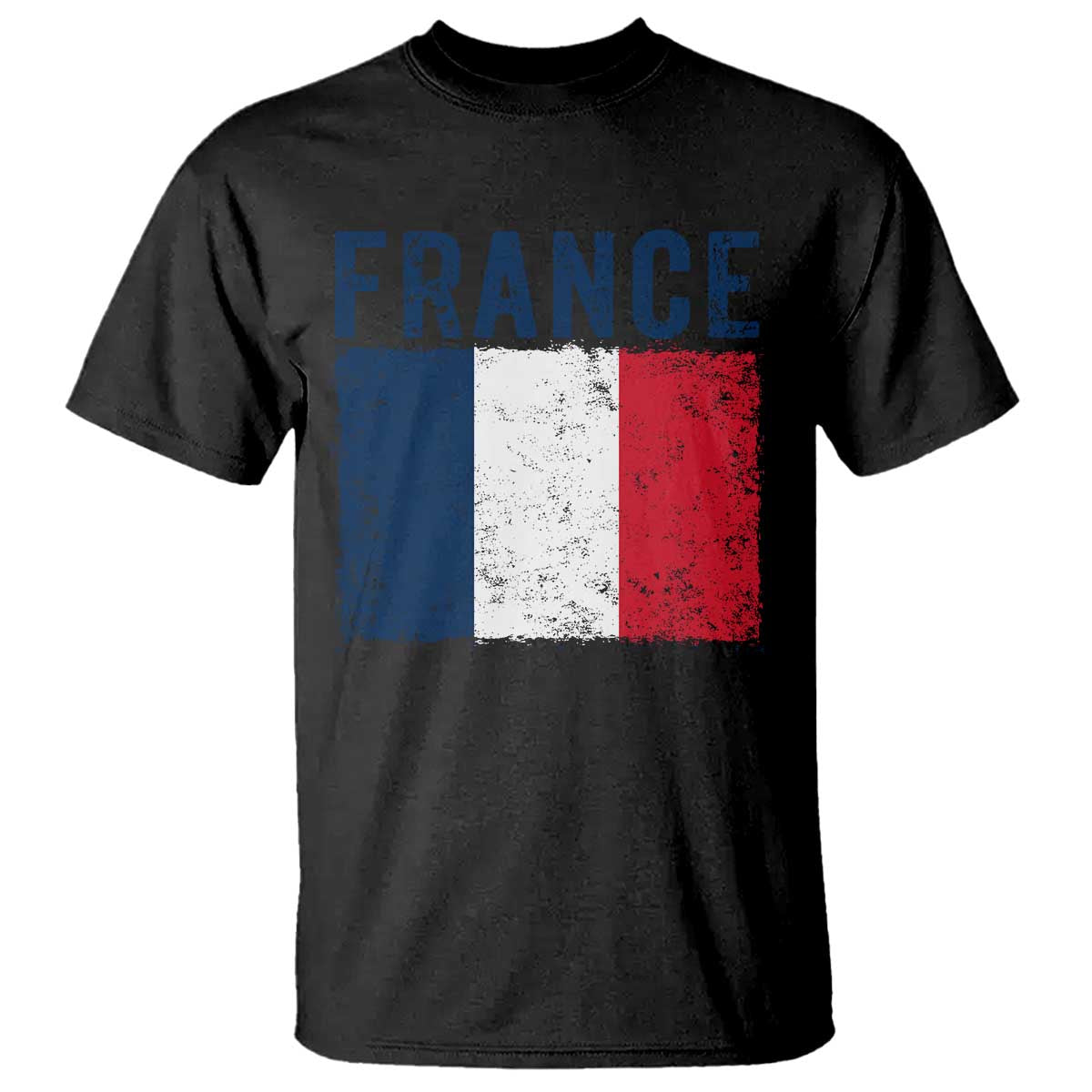 Vintage France Flag Distressed French Pride Patriotic Soccer Fan Graphic T Shirt