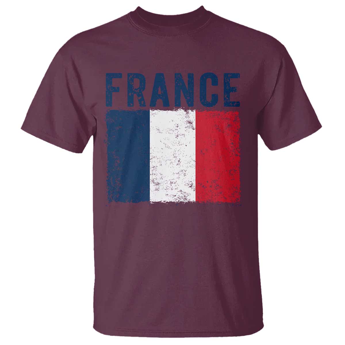 Vintage France Flag Distressed French Pride Patriotic Soccer Fan Graphic T Shirt