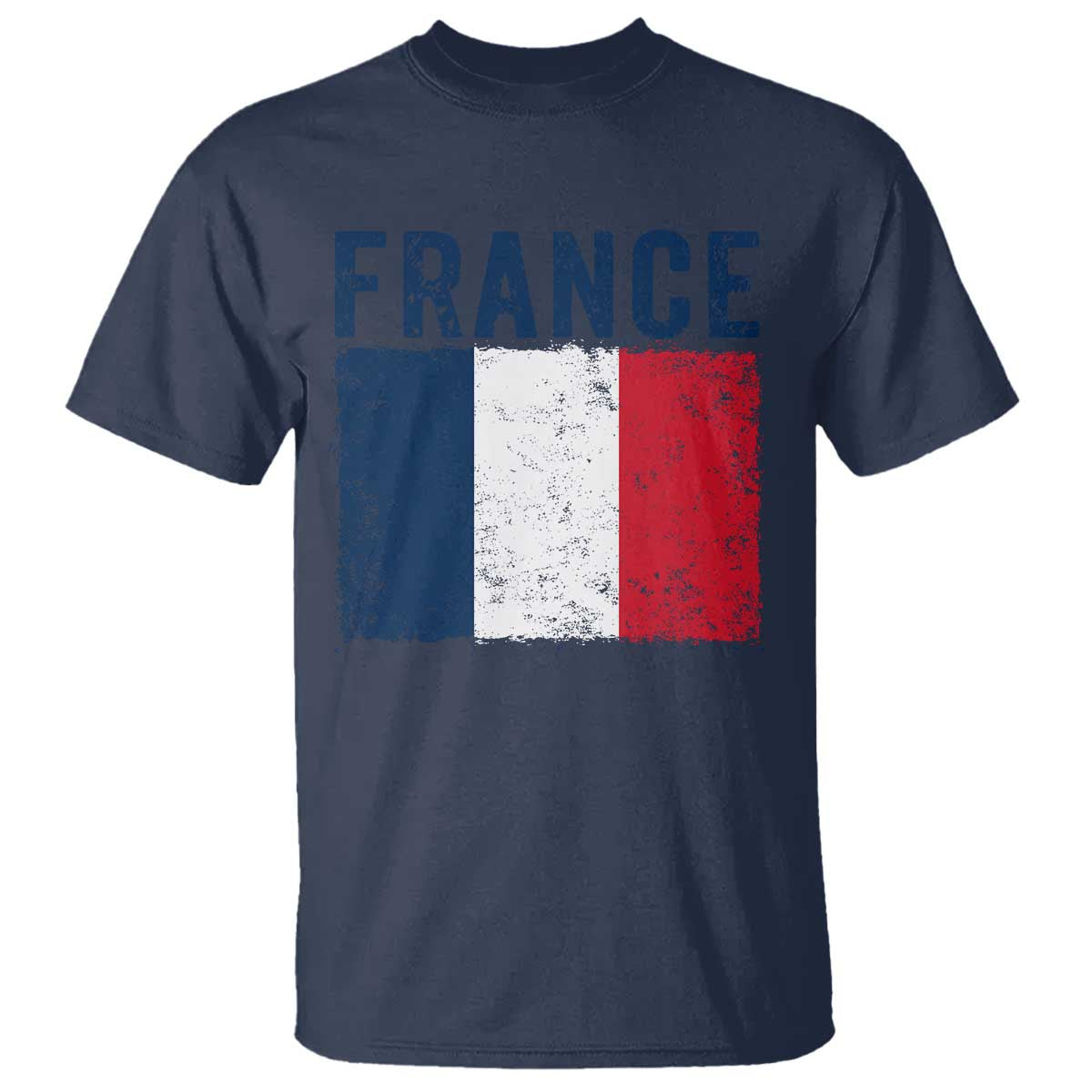 Vintage France Flag Distressed French Pride Patriotic Soccer Fan Graphic T Shirt