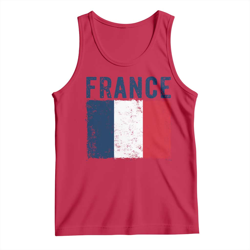 Vintage France Flag Distressed French Pride Patriotic Soccer Fan Graphic Tank Top
