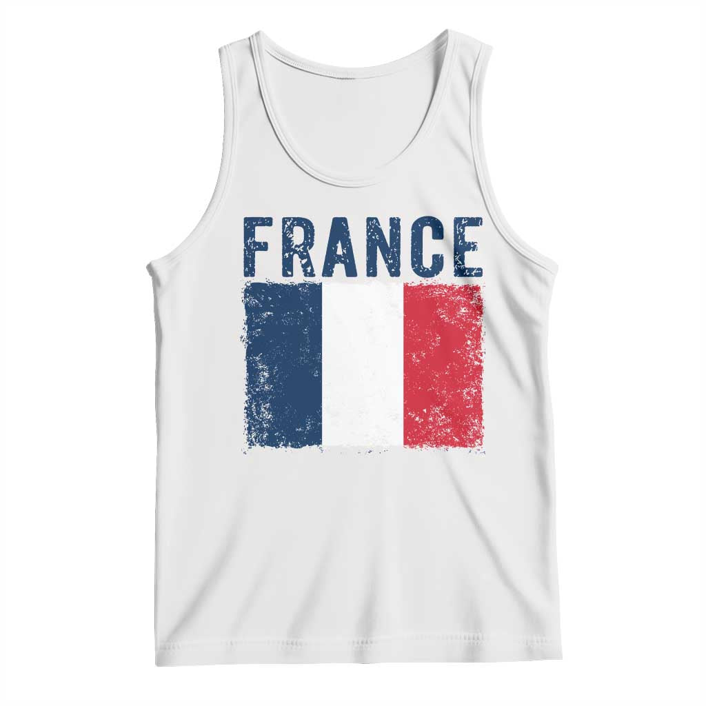 Vintage France Flag Distressed French Pride Patriotic Soccer Fan Graphic Tank Top