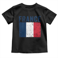 Vintage France Flag Distressed French Pride Patriotic Soccer Fan Graphic Toddler T Shirt