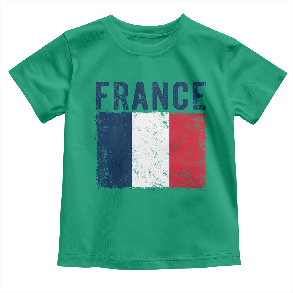Vintage France Flag Distressed French Pride Patriotic Soccer Fan Graphic Toddler T Shirt