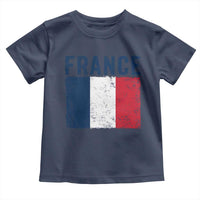 Vintage France Flag Distressed French Pride Patriotic Soccer Fan Graphic Toddler T Shirt