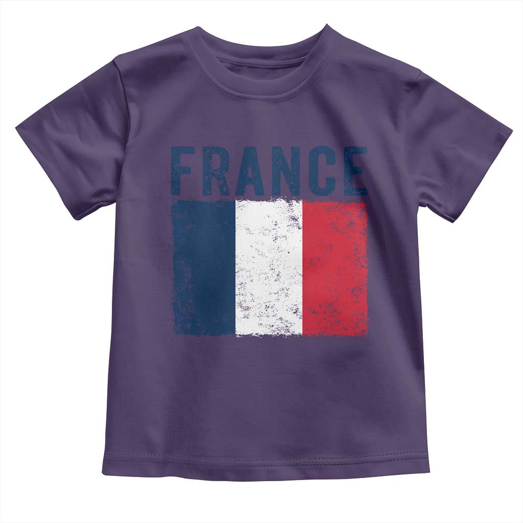 Vintage France Flag Distressed French Pride Patriotic Soccer Fan Graphic Toddler T Shirt