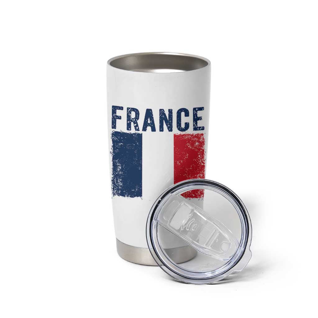 Vintage France Flag Distressed French Pride Patriotic Soccer Fan Graphic Tumbler Cup