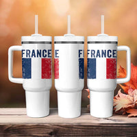 Vintage France Flag Distressed French Pride Patriotic Soccer Fan Graphic Tumbler With Handle