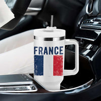 Vintage France Flag Distressed French Pride Patriotic Soccer Fan Graphic Tumbler With Handle