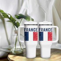 Vintage France Flag Distressed French Pride Patriotic Soccer Fan Graphic Tumbler With Handle