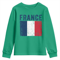 Vintage France Flag Distressed French Pride Patriotic Soccer Fan Graphic Youth Sweatshirt