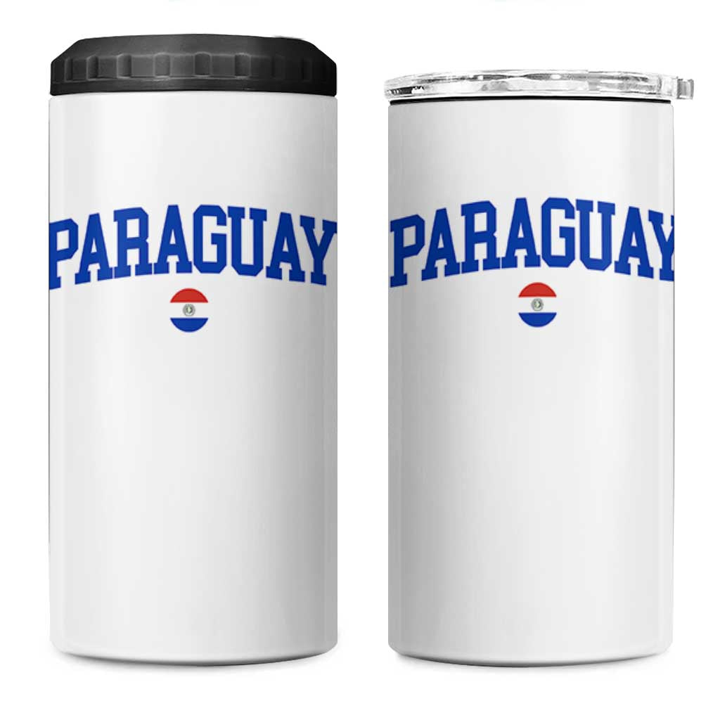 Paraguay Patriotic Flag 4 in 1 Can Cooler Tumbler Soccer Fan Vintage Varsity Sports National Pride Graphic