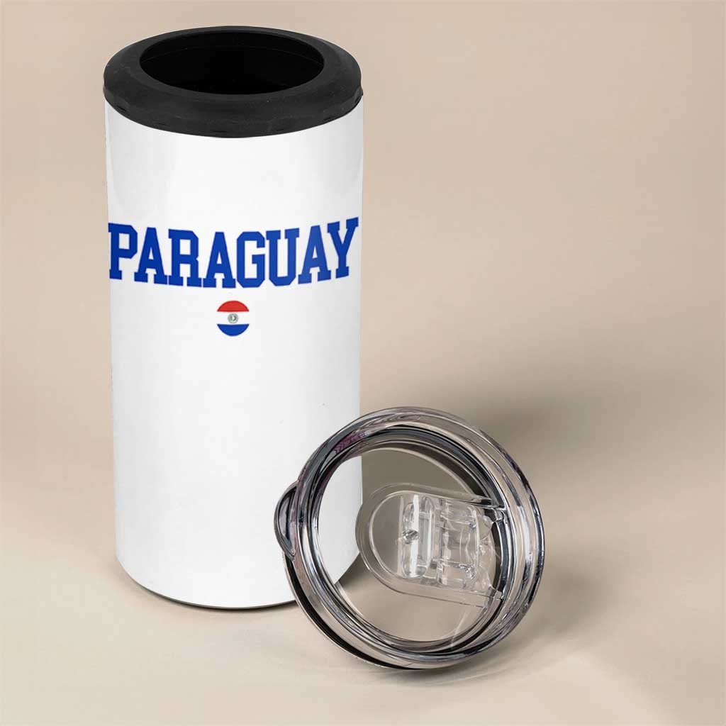 Paraguay Patriotic Flag 4 in 1 Can Cooler Tumbler Soccer Fan Vintage Varsity Sports National Pride Graphic