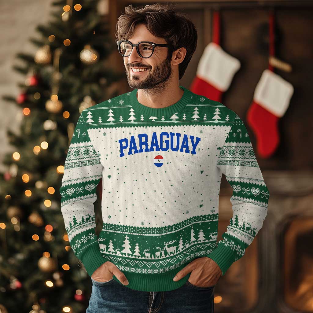 Paraguay Patriotic Flag Ugly Christmas Sweater Soccer Fan Vintage Varsity Sports National Pride Graphic
