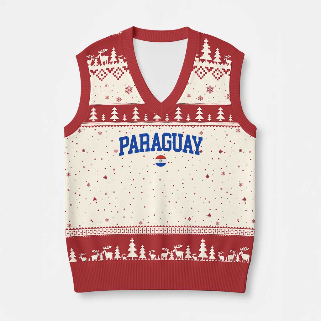 Paraguay Patriotic Flag V-Neck Knit Sweater Vest Soccer Fan Vintage Varsity Sports National Pride Graphic