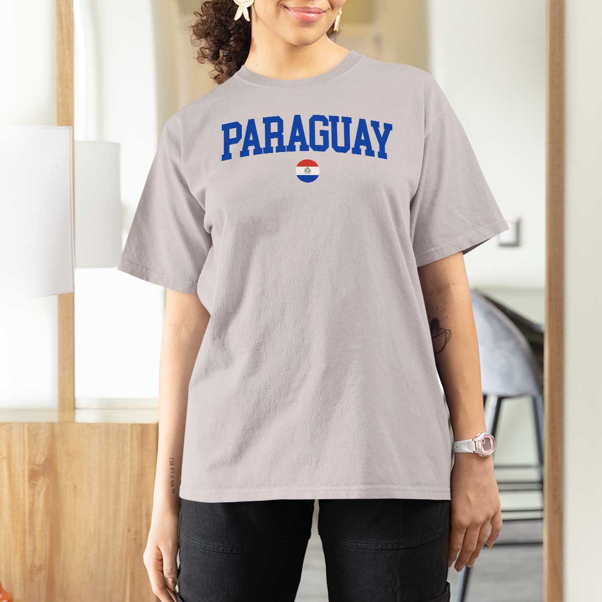 Paraguay Patriotic Flag T Shirt For Women Soccer Fan Vintage Varsity Sports National Pride Graphic