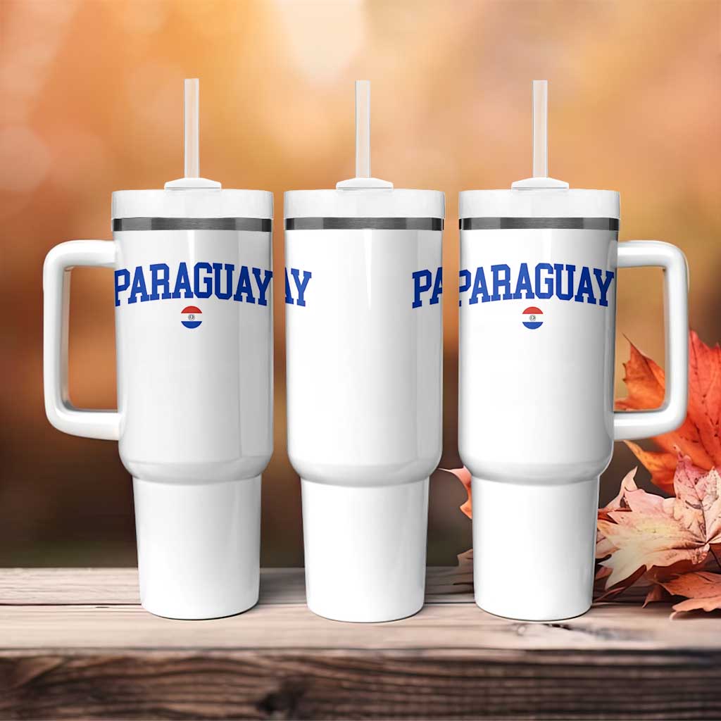 Paraguay Patriotic Flag Tumbler With Handle Soccer Fan Vintage Varsity Sports National Pride Graphic