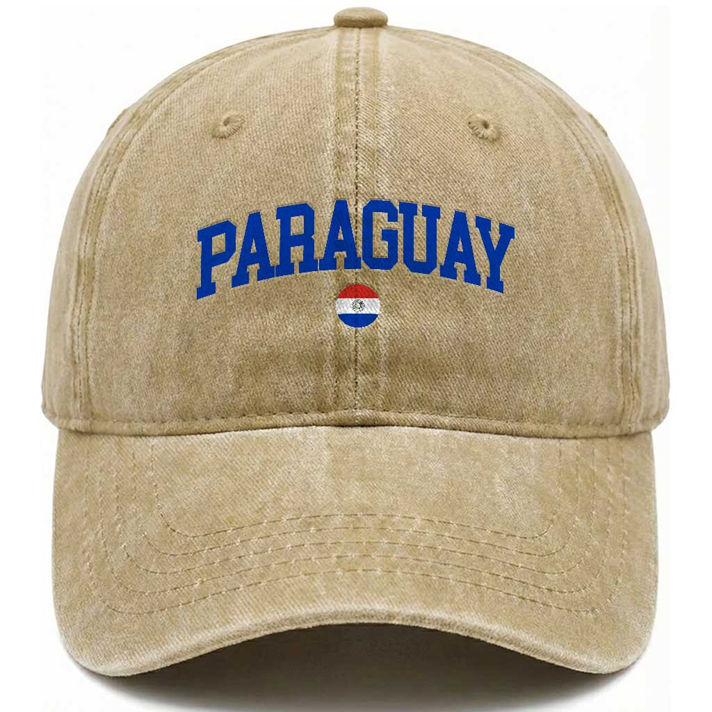 Paraguay Patriotic Flag Washed Cotton Baseball Cap Soccer Fan Vintage Varsity Sports National Pride Graphic