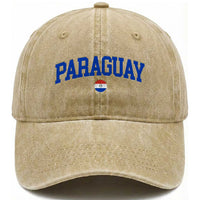 Paraguay Patriotic Flag Washed Cotton Baseball Cap Soccer Fan Vintage Varsity Sports National Pride Graphic