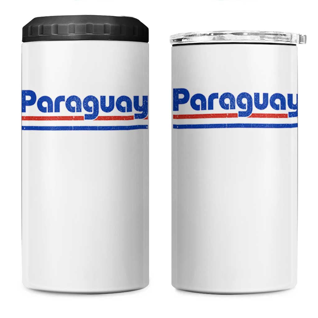 Vintage Paraguay Flag 4 in 1 Can Cooler Tumbler Retro Stripe Patriotic Paraguayan Pride Graphic
