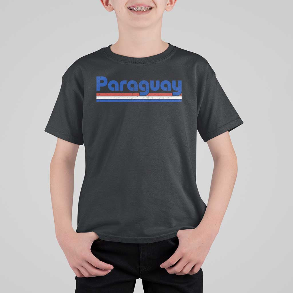 Vintage Paraguay Flag T Shirt For Kid Retro Stripe Patriotic Paraguayan Pride Graphic