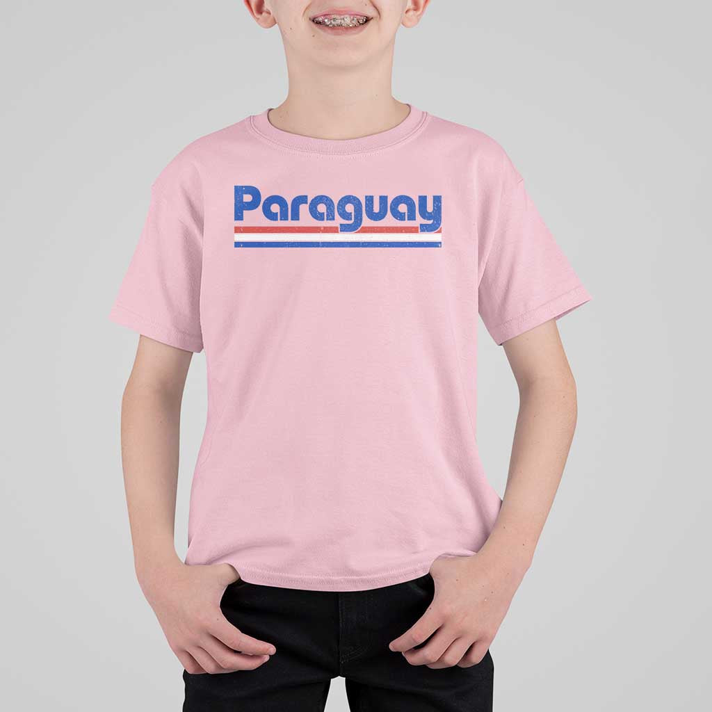 Vintage Paraguay Flag T Shirt For Kid Retro Stripe Patriotic Paraguayan Pride Graphic