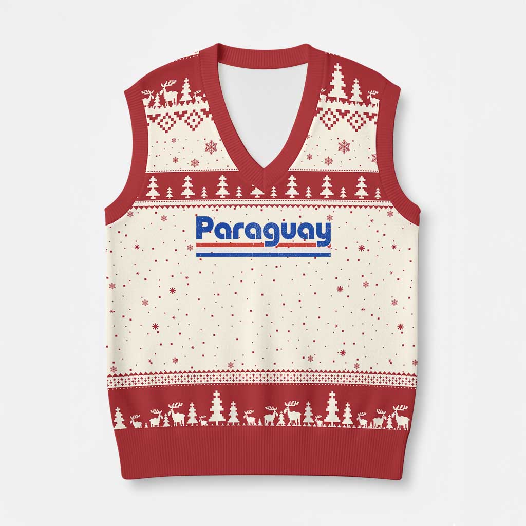 Vintage Paraguay Flag V-Neck Knit Sweater Vest Retro Stripe Patriotic Paraguayan Pride Graphic