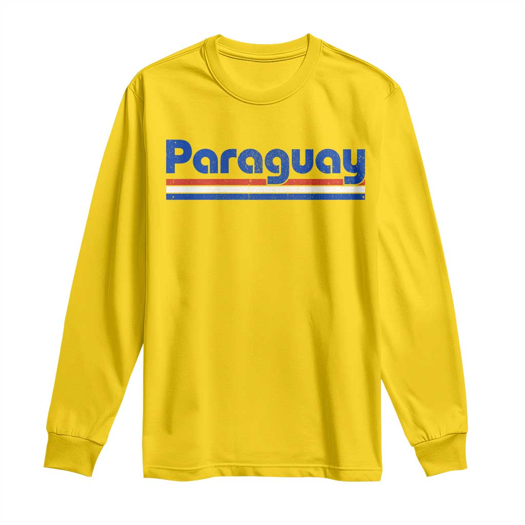 Vintage Paraguay Flag Long Sleeve Shirt Retro Stripe Patriotic Paraguayan Pride Graphic