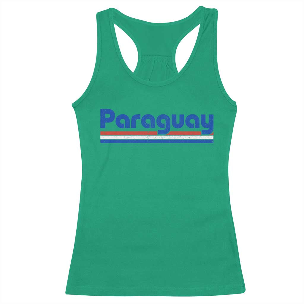 Vintage Paraguay Flag Racerback Tank Top Retro Stripe Patriotic Paraguayan Pride Graphic