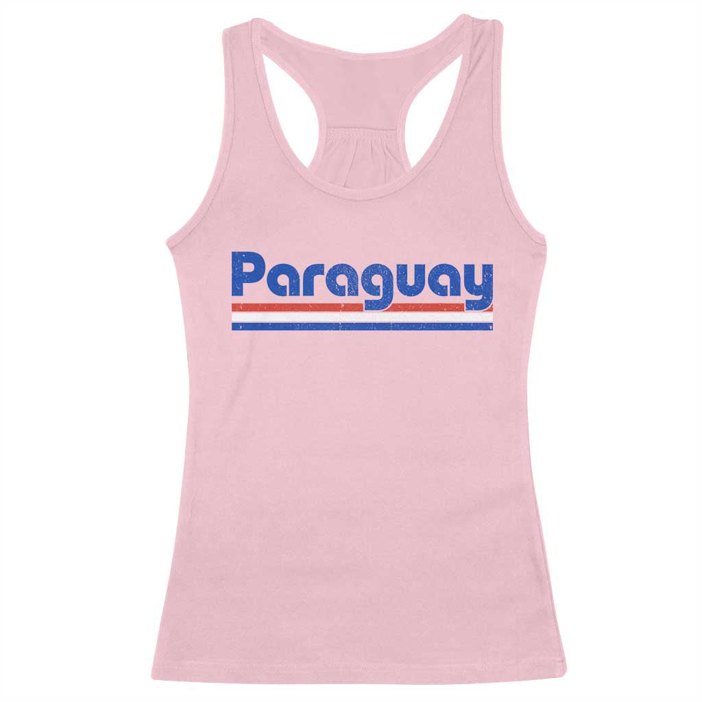 Vintage Paraguay Flag Racerback Tank Top Retro Stripe Patriotic Paraguayan Pride Graphic