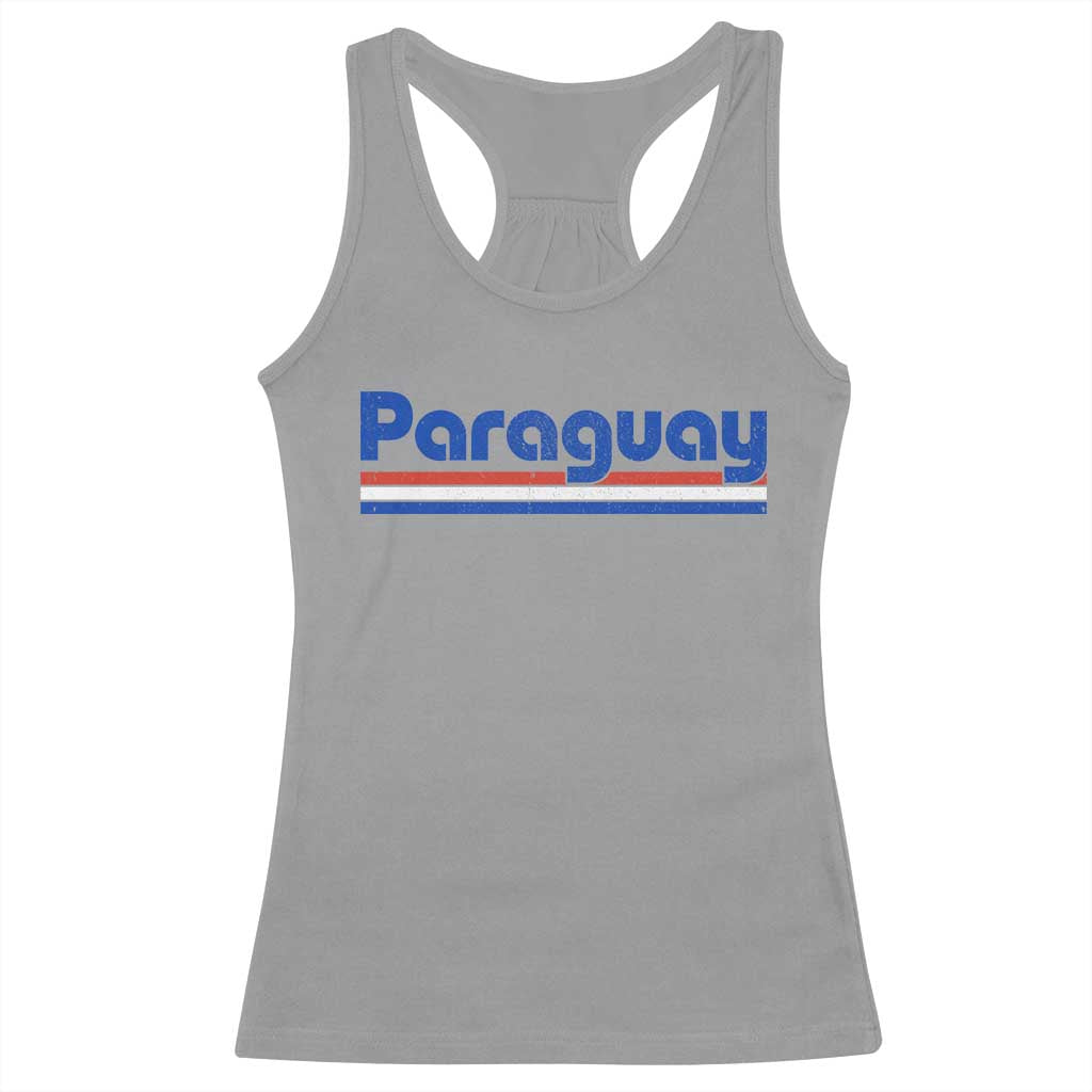 Vintage Paraguay Flag Racerback Tank Top Retro Stripe Patriotic Paraguayan Pride Graphic