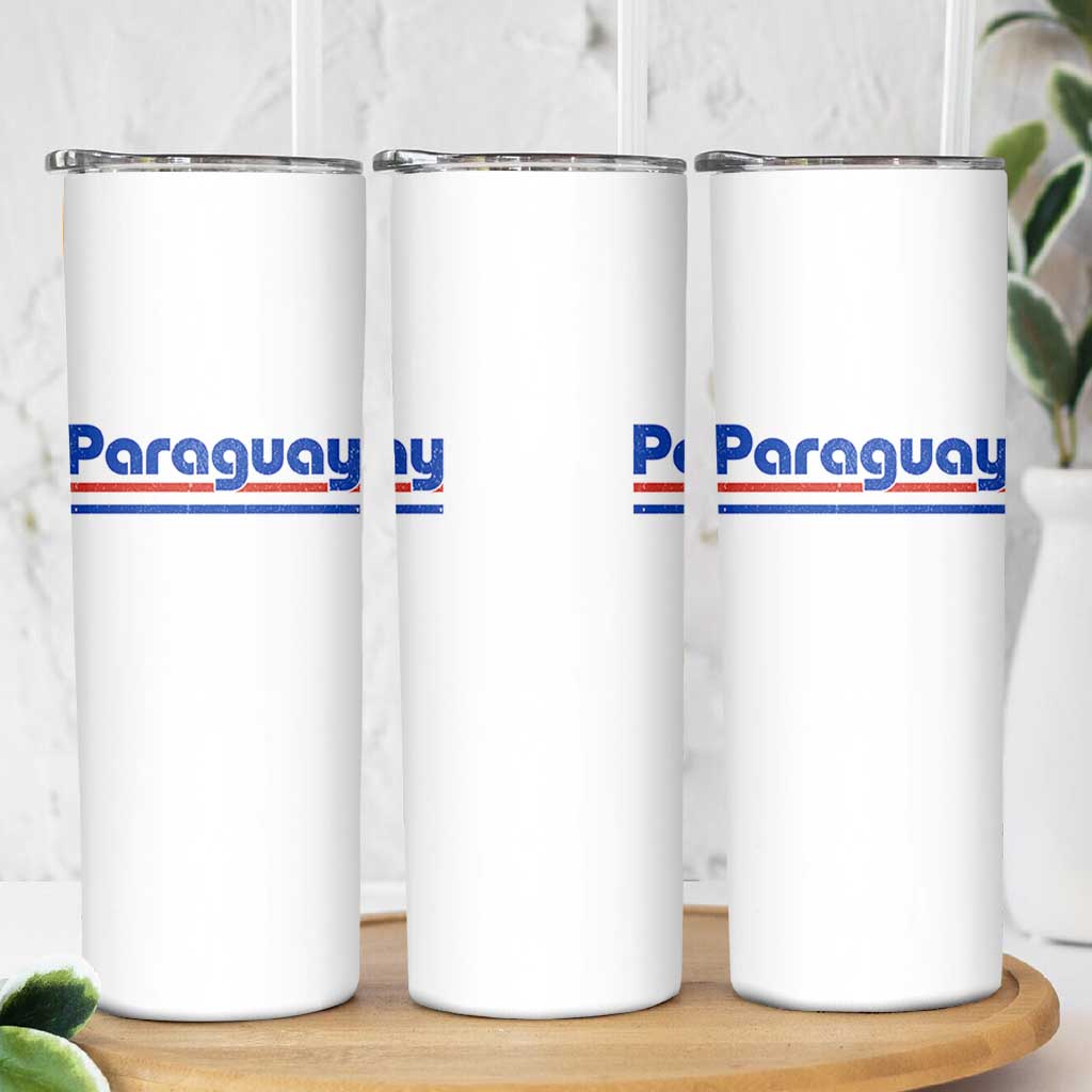 Vintage Paraguay Flag Skinny Tumbler Retro Stripe Patriotic Paraguayan Pride Graphic
