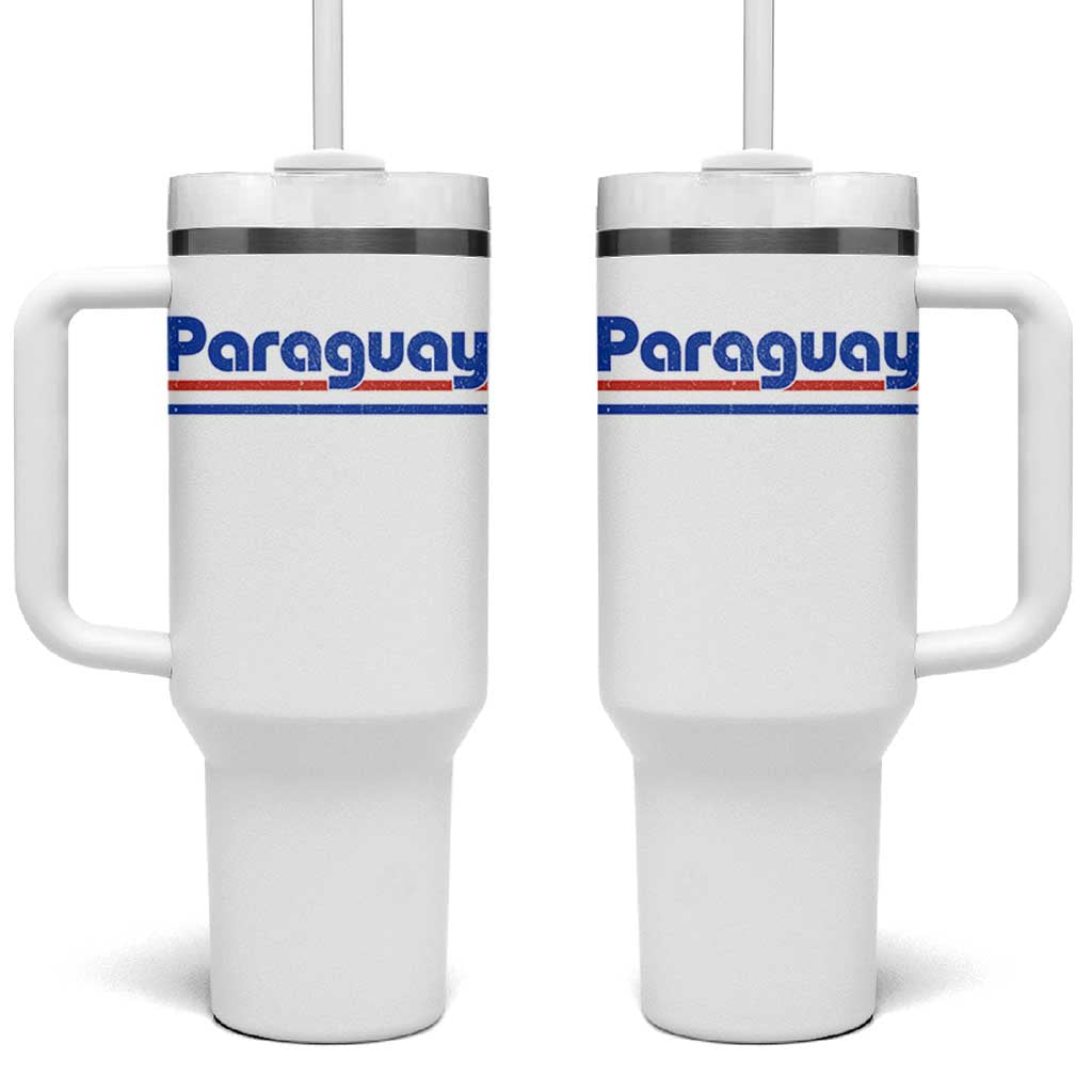 Vintage Paraguay Flag Tumbler With Handle Retro Stripe Patriotic Paraguayan Pride Graphic