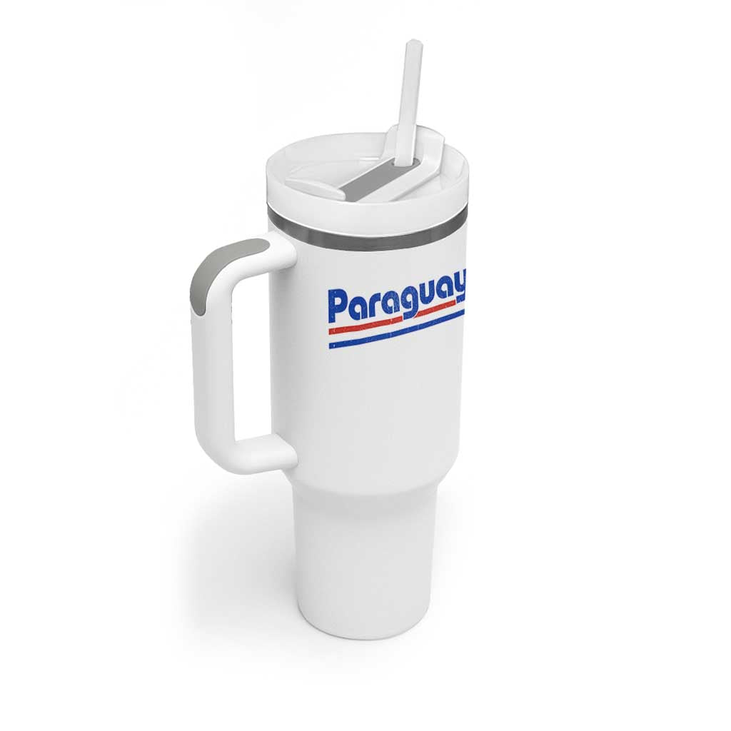 Vintage Paraguay Flag Tumbler With Handle Retro Stripe Patriotic Paraguayan Pride Graphic