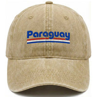 Vintage Paraguay Flag Washed Cotton Baseball Cap Retro Stripe Patriotic Paraguayan Pride Graphic