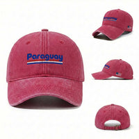 Vintage Paraguay Flag Washed Cotton Baseball Cap Retro Stripe Patriotic Paraguayan Pride Graphic