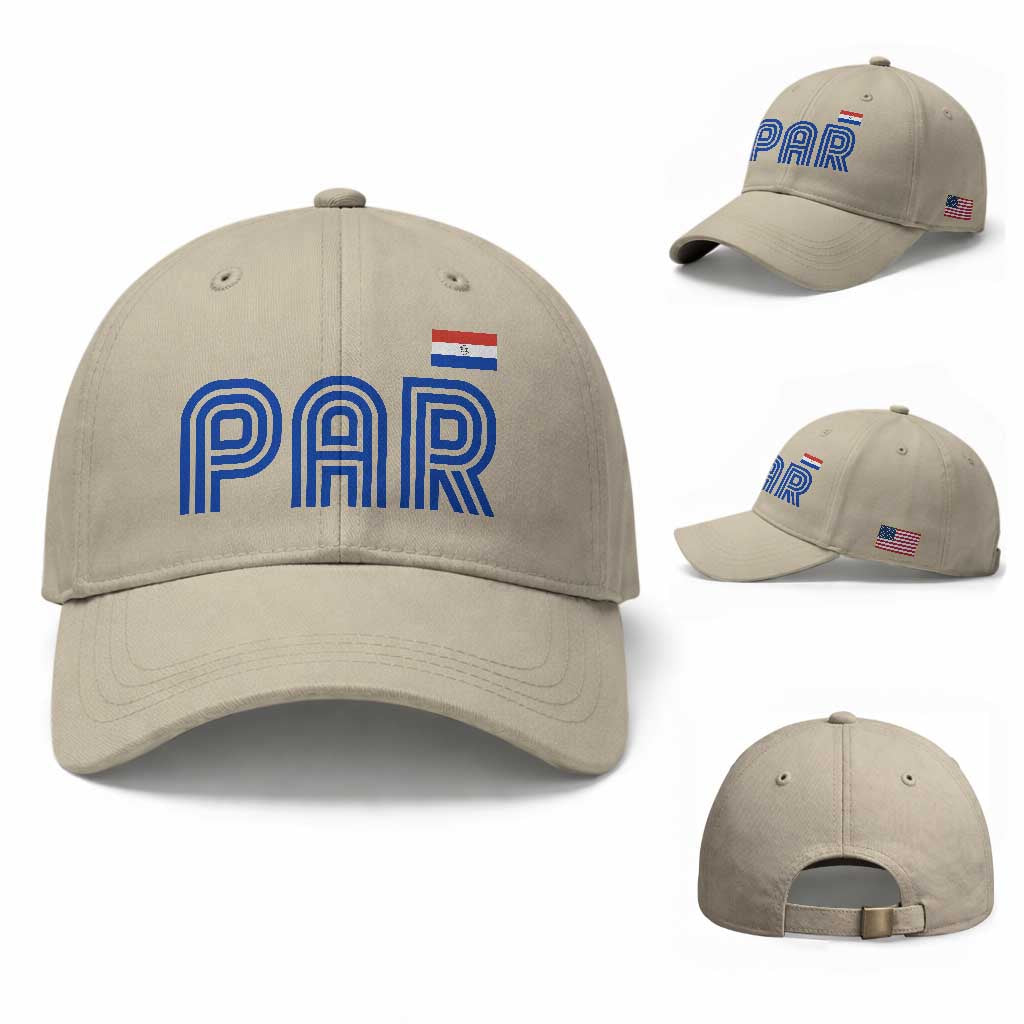 Vintage Paraguay Baseball Cap Retro Typography Patriotic Paraguayan Pride Flag Graphic