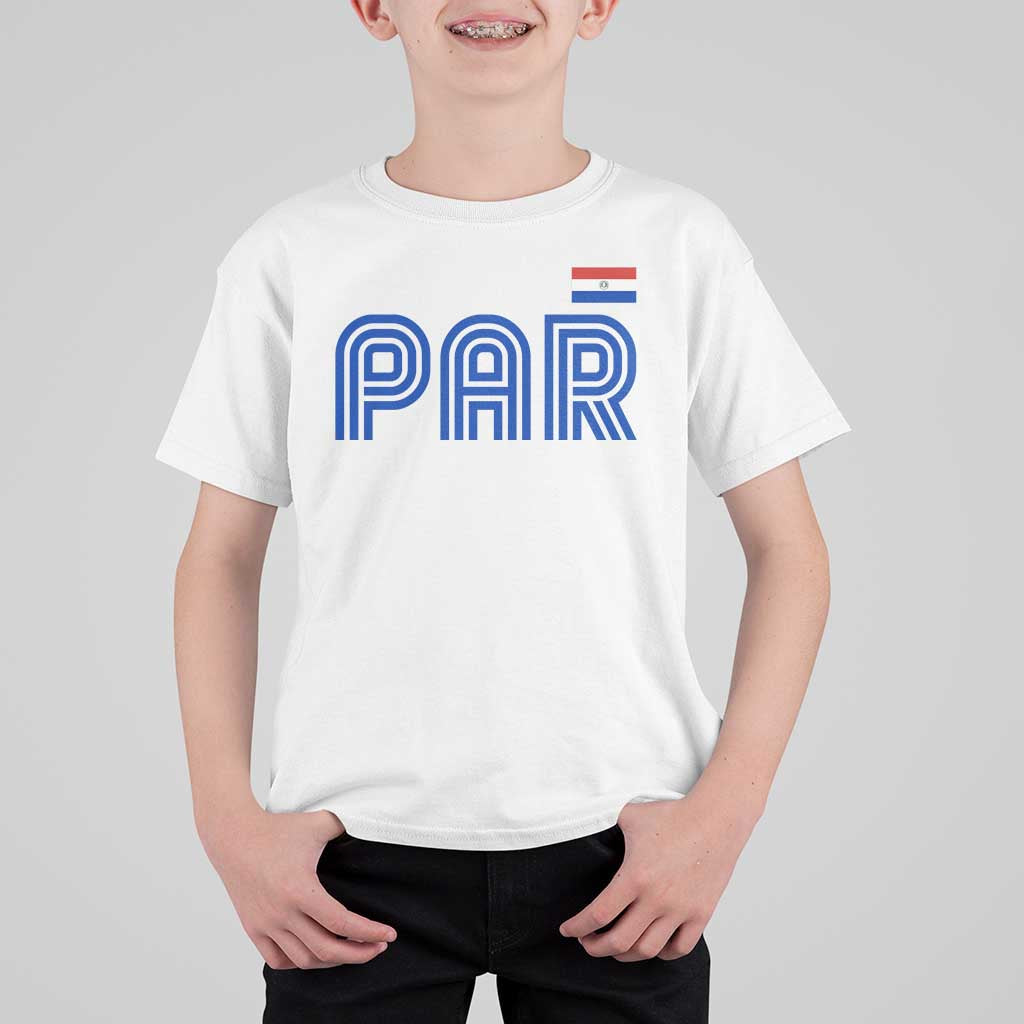 Vintage Paraguay T Shirt For Kid Retro Typography Patriotic Paraguayan Pride Flag Graphic
