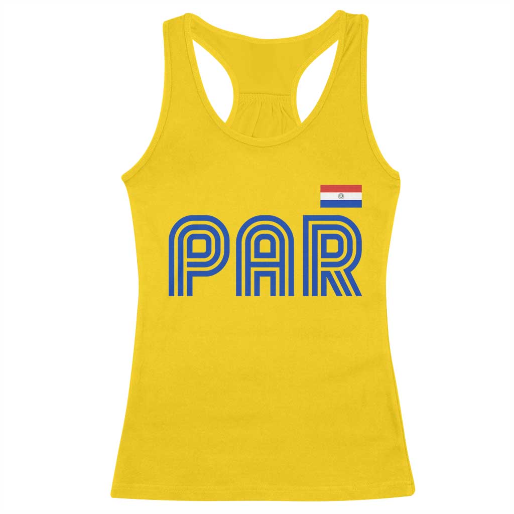 Vintage Paraguay Racerback Tank Top Retro Typography Patriotic Paraguayan Pride Flag Graphic