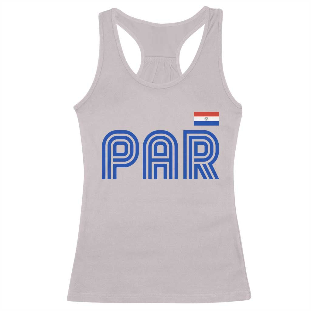 Vintage Paraguay Racerback Tank Top Retro Typography Patriotic Paraguayan Pride Flag Graphic