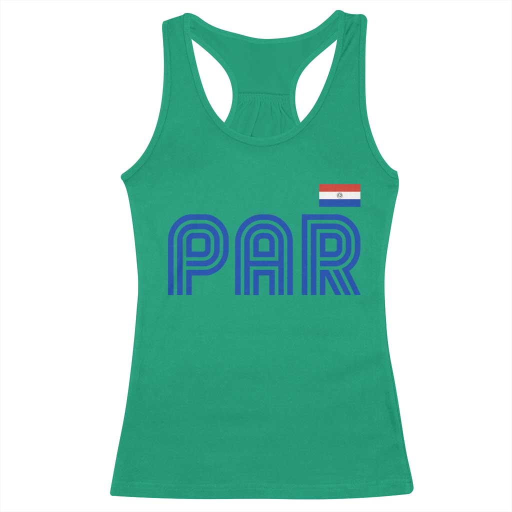 Vintage Paraguay Racerback Tank Top Retro Typography Patriotic Paraguayan Pride Flag Graphic