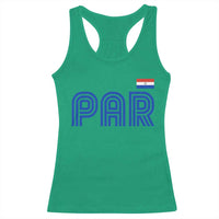 Vintage Paraguay Racerback Tank Top Retro Typography Patriotic Paraguayan Pride Flag Graphic