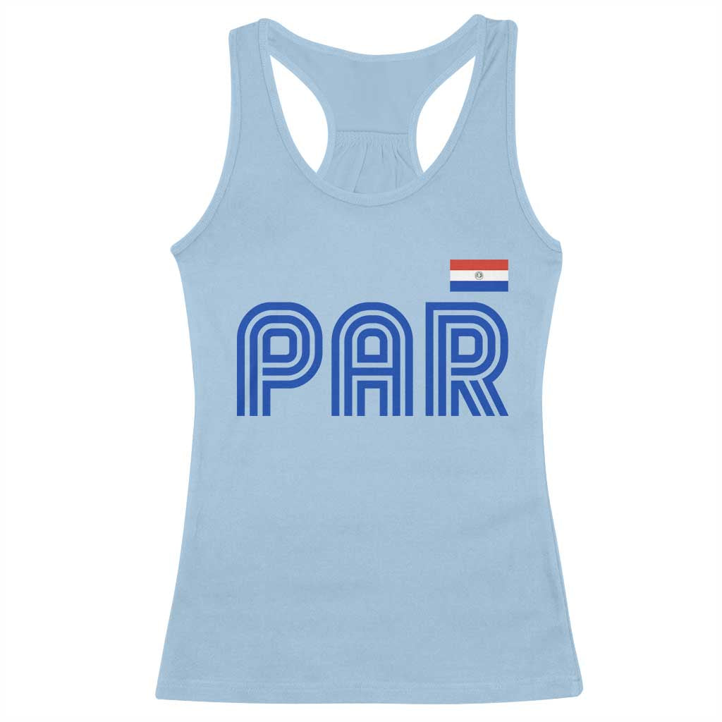 Vintage Paraguay Racerback Tank Top Retro Typography Patriotic Paraguayan Pride Flag Graphic