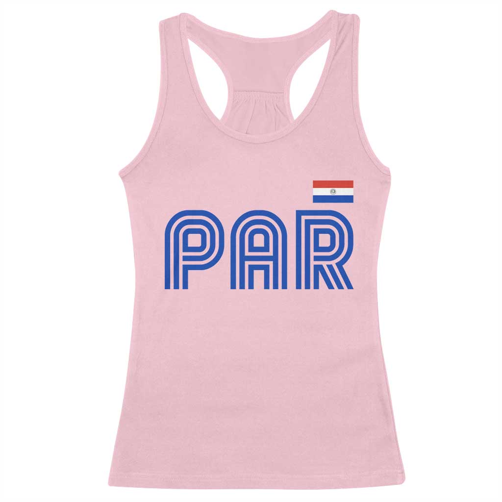 Vintage Paraguay Racerback Tank Top Retro Typography Patriotic Paraguayan Pride Flag Graphic