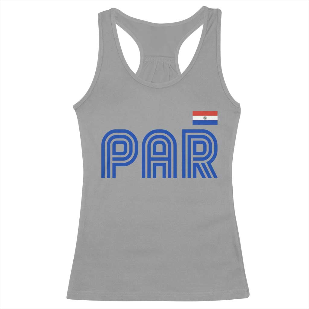 Vintage Paraguay Racerback Tank Top Retro Typography Patriotic Paraguayan Pride Flag Graphic